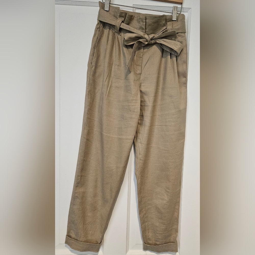 Massimo Dutti Khaki Tie-Waist Chinos